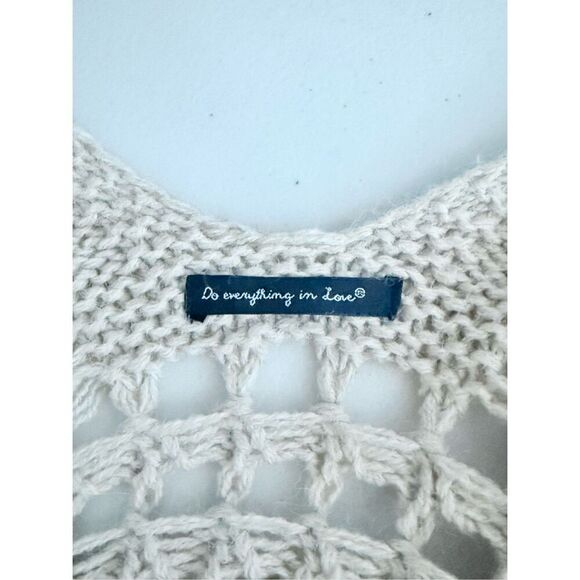 Urban Outfitters Crochet Cardigan Sweater Womens‎ OS Beige Open Front Festival - Picture 7 of 10